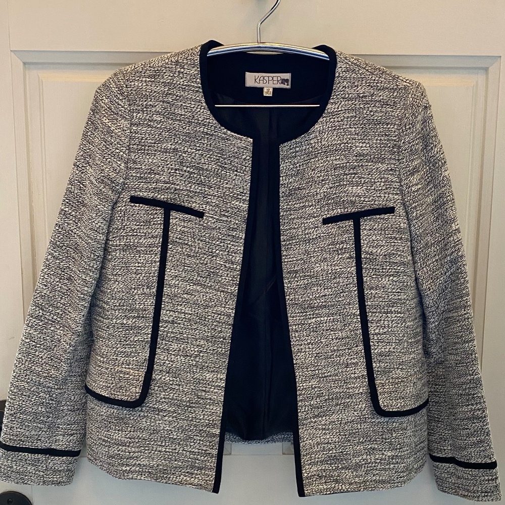 Kasper White/Black Tweed Jacket Size 12